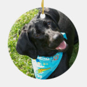 Schwarze Labrador-Verzierung Keramik Ornament (Hinten)