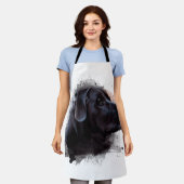 Schwarze Labrador Wasserfarben-Schürze Schürze (Getragen)