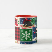 Schwarze Labrador-Weihnachts-Patchwork-Decke Tasse (Zentrum)