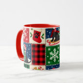 Schwarze Labrador-Weihnachts-Patchwork-Decke Tasse (Vorderseite Links)