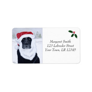 Schwarze Labrador-Weihnachtsadressen-Etiketten Adressaufkleber