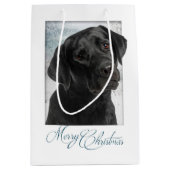 Schwarze Labrador-Weihnachtsgeschenk-Tasche Mittlere Geschenktüte (Vorderseite)