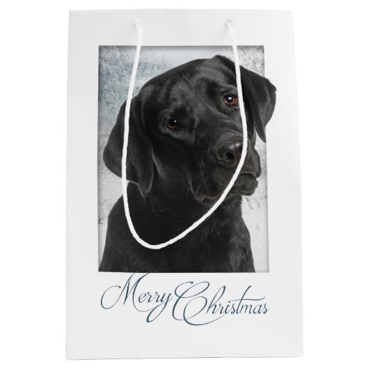 Schwarze Labrador-Weihnachtsgeschenk-Tasche Mittlere Geschenktüte (Vorderseite)