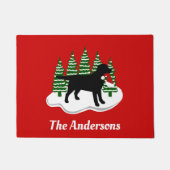 Schwarze Labrador-Weihnachtsimmergrün-Bäume Fußmatte (Vorderseite)