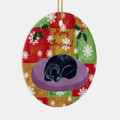 Schwarze Labrador-Weihnachtsmosaik-Schneeflocke Keramik Ornament (Rechts)