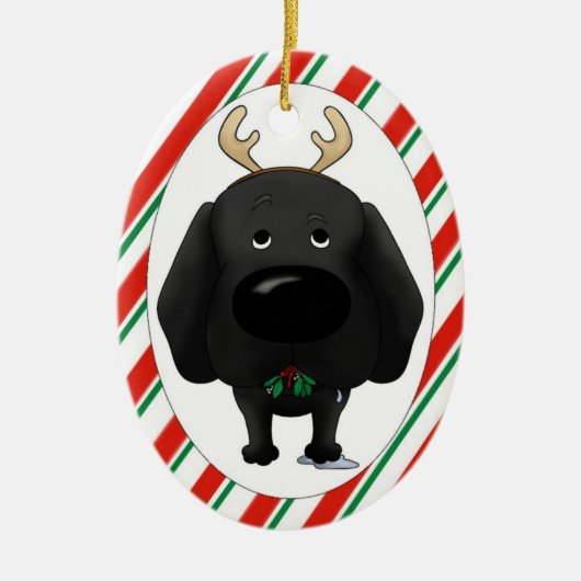 Schwarze Labrador-Weihnachtsverzierung Keramik Ornament (Vorne)