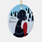 Schwarze Labrador-WeihnachtsWeihnachtsmannmütze Keramikornament (Rechts)