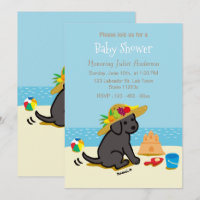Schwarze Labrador-Welpen-Strohhut-Babyparty