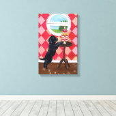 Schwarze Labrador Welpen und Cupcakes Artwork Leinwanddruck (Insitu (Holzboden))