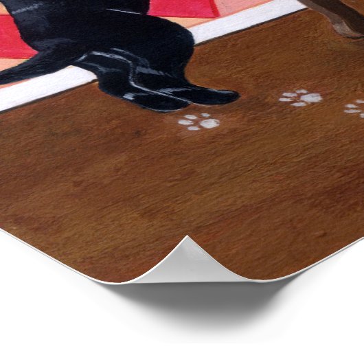 Schwarze Labrador Welpen und Cupcakes Artwork Poster (Ecke)