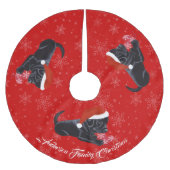 Schwarze Labrador-Welpen-Weihnachtsschneeflocke Polyester Weihnachtsbaumdecke (Vorderseite)