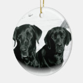 Schwarze Labradore Keramik Ornament (Links)