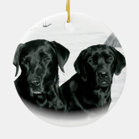 Schwarze Labradore Keramik Ornament (Hinten)