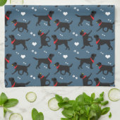 Schwarze Labradore Labrador Retrievers Navy Blue Geschirrtuch (Gefaltet)