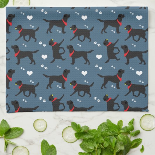 Schwarze Labradore Labrador Retrievers Navy Blue Geschirrtuch (Gefaltet)