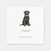 Schwarze Labradorhunde-Hochzeitsservietten mit Fli Serviette (Vorderseite)