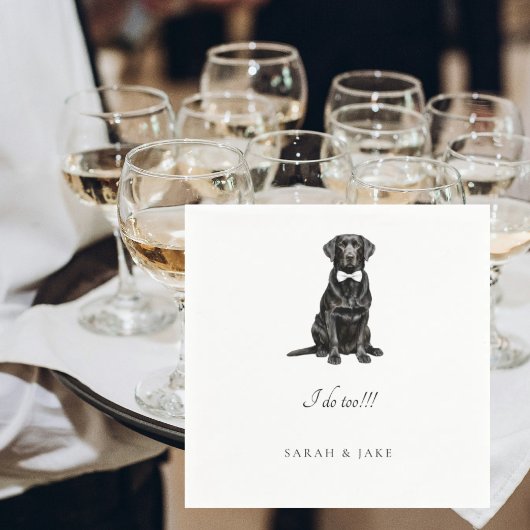 Schwarze Labradorhunde-Hochzeitsservietten mit Fli Serviette