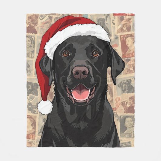Schwarze Labradormantel Weihnachten Fleecedecke (Vorderseite)