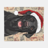 Schwarze Labradormantel Weihnachten Fleecedecke (Vorderseite (Horizontal))