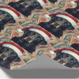 Schwarze Labradormaus Weihnachtsgeschenkverpackung Geschenkpapier