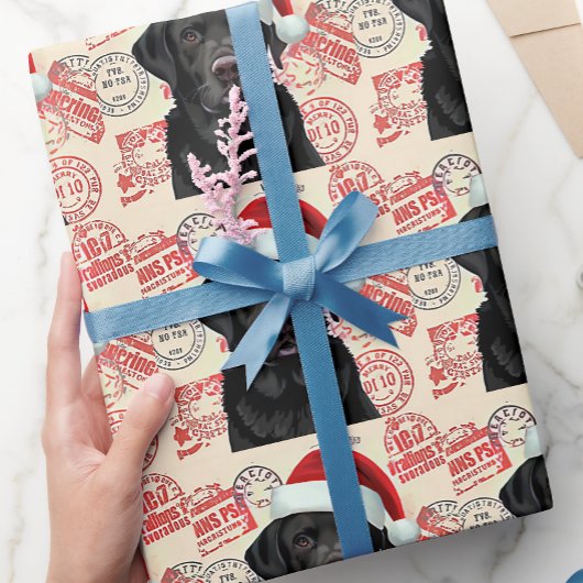 Schwarze Labradormaus Weihnachtsgeschenkverpackung Geschenkpapier