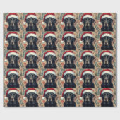 Schwarze Labradormaus Weihnachtsgeschenkverpackung Geschenkpapier (Flach)