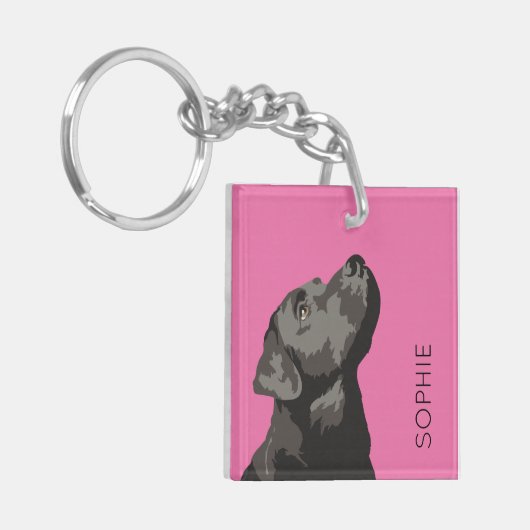 Schwarze Labradorpersonalisierte Schlüsselanhänger (Vorderseite links)