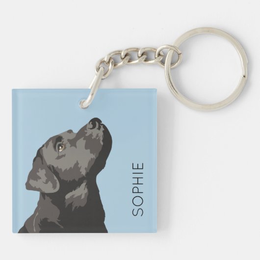 Schwarze Labradorpersonalisierte Schlüsselanhänger (Rückseite)