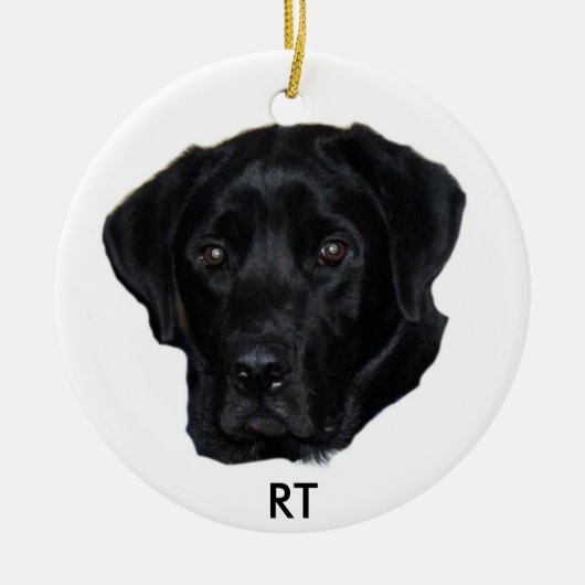 Schwarze Labradorverzierung Keramik Ornament (Vorne)