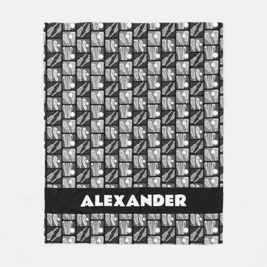 Schwarze Lacrosse Blöcke Fleecedecke (Vorderseite)