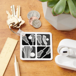 Schwarze Lacrosse Blöcke Schlüsselanhänger