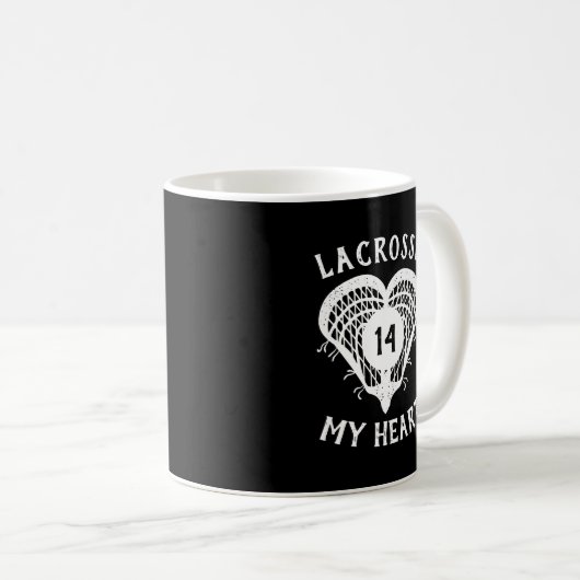 Schwarze Lacrosse Kaffeetasse (VorderseiteRechts)