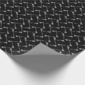 Schwarze Lacrosse Weiße Sticks Gemustert Geschenkpapier (Ecke)