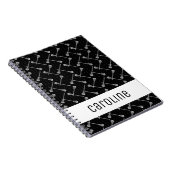 Schwarze Lacrosse Weiße Sticks Gemustert Notizblock (Rechte Seite)