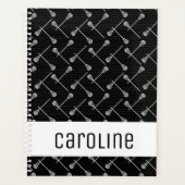 Schwarze Lacrosse Weiße Sticks Gemustert Planer (Vorderseite)