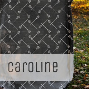 Schwarze Lacrosse Weiße Stifte Gemustert Fleecedecke