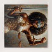 Schwarze Lady Justice mit Waage und Augenbinde Puzzle (Horizontal)