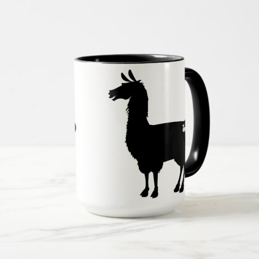 Schwarze Lama-Tasse Tasse (VorderseiteRechts)