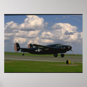Schwarze Landung B25. (plane_WWII Flugzeuge Poster