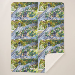 Schwarze Langur Affen essen, großer Sherpa Blanket Sherpadecke