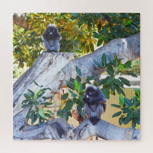 Schwarze Langur Affen essen, Jigsaw Puzzle (Vertikal)