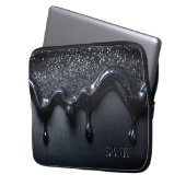 Schwarze Laptop-Tasche mit Sequenzen gesunken Laptopschutzhülle (Vorderseite Links)