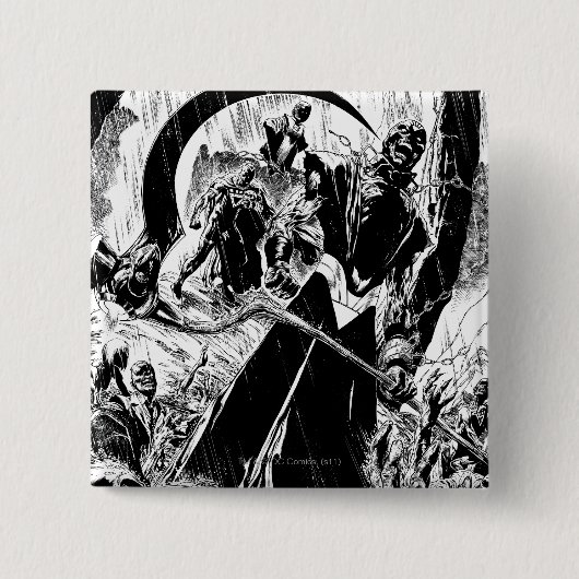 Schwarze Laternen-Korps-Platte - Schwarzweiss Button (Vorderseite)