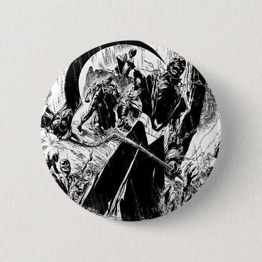 Schwarze Laternen-Korps-Platte - Schwarzweiss Button (Vorderseite)