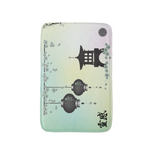 Schwarze Laternen Pagode "Inspiration" Badematte (Vorderseite Vertikal)