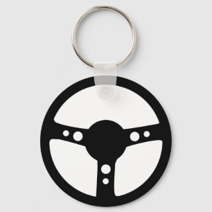 schwarze laufende Lenkradikone Schlüsselanhänger