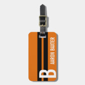 Schwarze laufende Streifen auf orange mit Gepäckanhänger (Vorderseite vertikal)