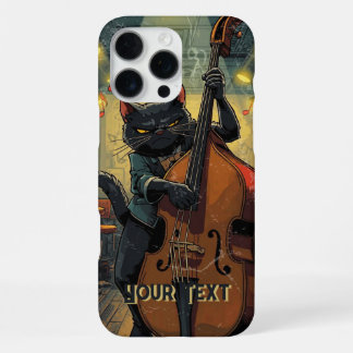 Schwarze launische Katze spielt Cello Cooler Celli iPhone 16 Pro Max Hülle