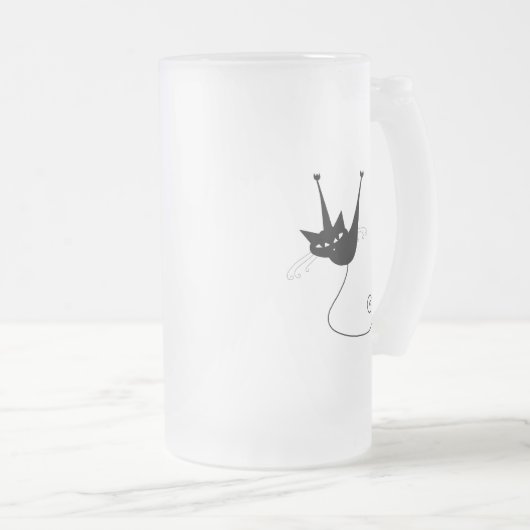 Schwarze launische Miezekatze 1 Mattglas Bierglas (VorderseiteRechts)