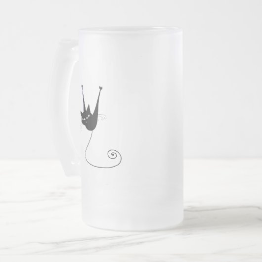 Schwarze launische Miezekatze 1 Mattglas Bierglas (Vorderseite Links)